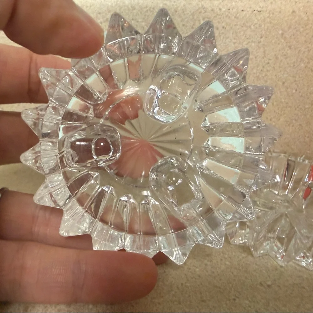 Clear Glass‎ Sunburst Candlestick holder Set